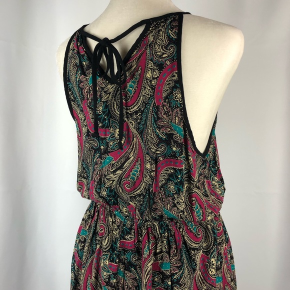 ✅ SOLD! Forever 21 Pink & Teal Paisley Print High Neck Dress - Size Medium - Picture 8 of 10